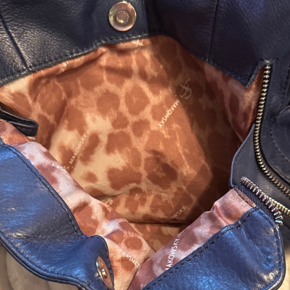 B. Makowsky Navy Leather Shoulder Bag - Picture 6 of 13